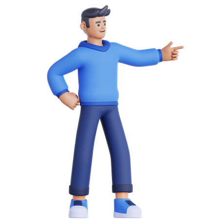 Homme pointant vers la gauche  3D Illustration