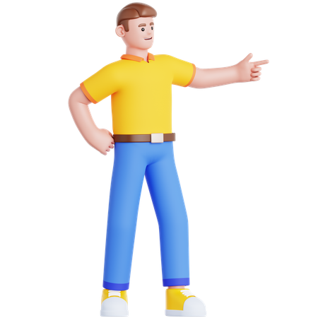 Homme pointant vers la gauche  3D Illustration