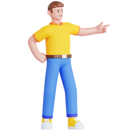 Homme pointant vers la gauche  3D Illustration