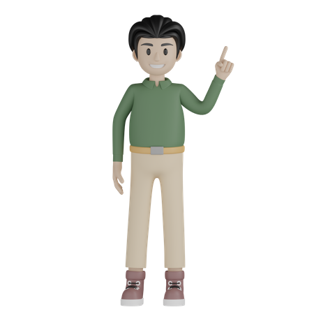 Homme pointant vers le haut  3D Illustration