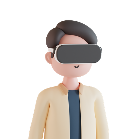 Homme portant des lunettes vr  3D Illustration