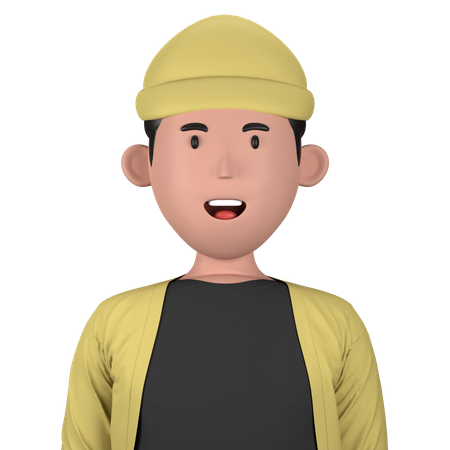 Homme portant un bonnet et un pull  3D Icon