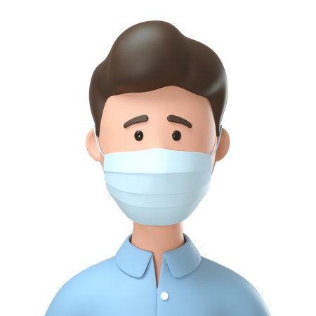 Homme portant un masque médical  3D Illustration