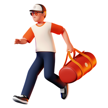 Pose d'un homme portant un sac  3D Illustration