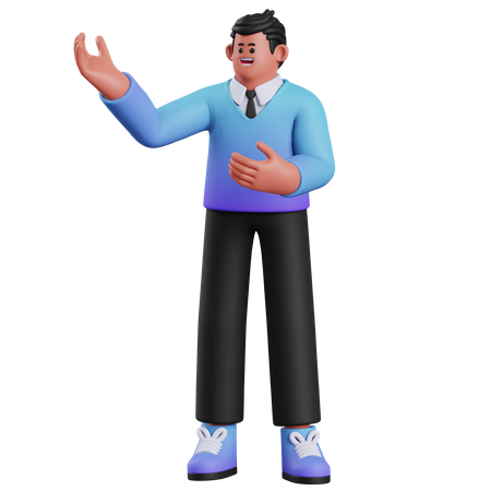 Homme présentant  3D Illustration