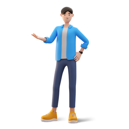 Homme présentant quelque chose  3D Illustration