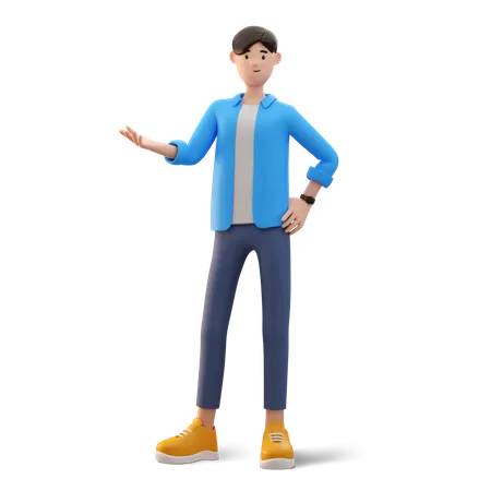 Homme présentant quelque chose  3D Illustration