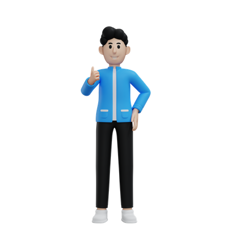 Homme présentant quelque chose en position debout et souriant  3D Icon