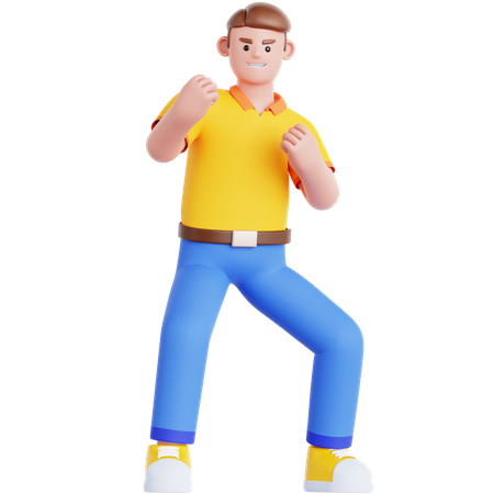 Homme prêt à se battre  3D Illustration