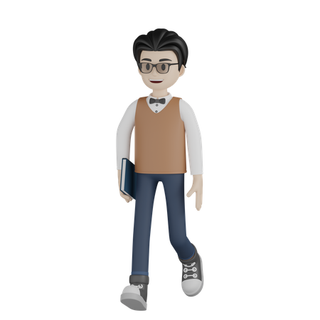 Professeur masculin marchant  3D Illustration