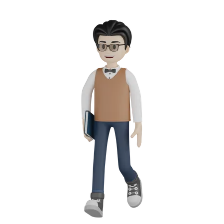 Professeur masculin marchant  3D Illustration