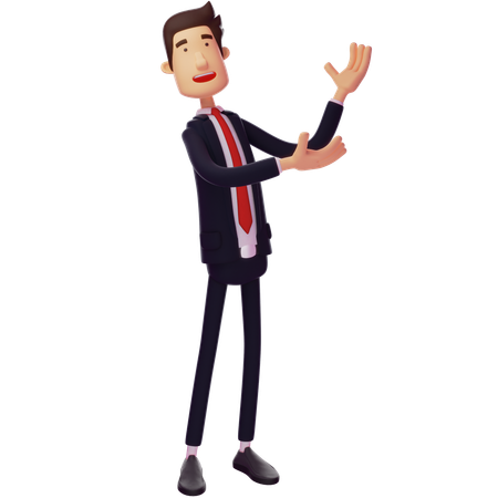 Homme professionnel en costume faisant un geste explicatif  3D Illustration