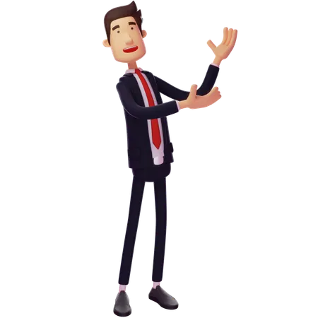 Homme professionnel en costume faisant un geste explicatif  3D Illustration