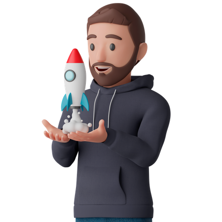Homme qui lance une startup  3D Icon