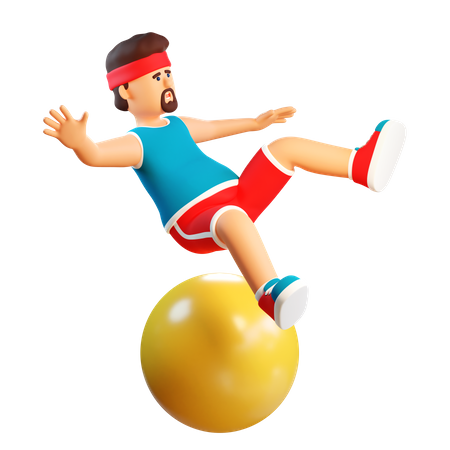 Homme rebondissant sur un ballon de gym  3D Icon