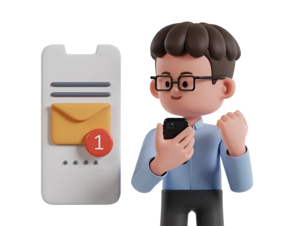 Homme recevant du courrier de clients  3D Illustration