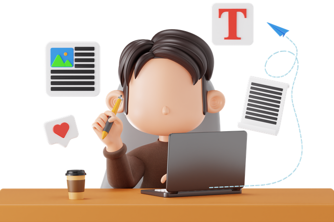 Rédacteur de contenu masculin  3D Icon