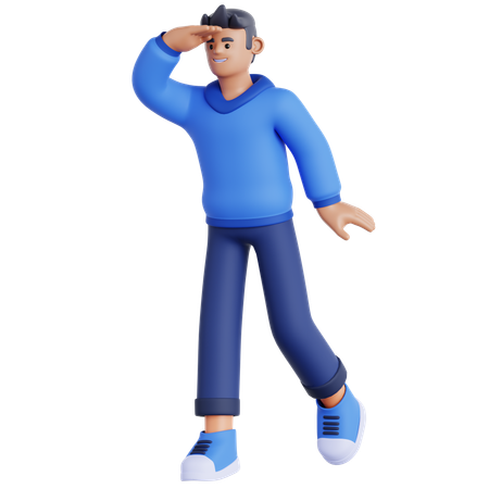 Homme regardant au loin  3D Illustration