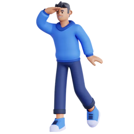 Homme regardant au loin  3D Illustration