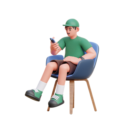 Homme regardant un mobile  3D Illustration