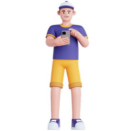 Homme regardant son téléphone  3D Illustration