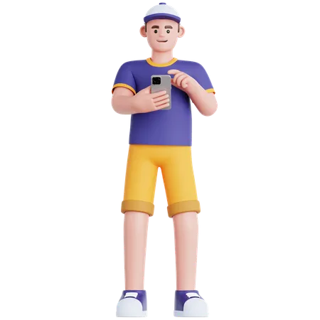 Homme regardant son téléphone  3D Illustration