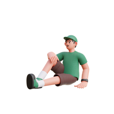Homme relaxant sur le sol  3D Illustration