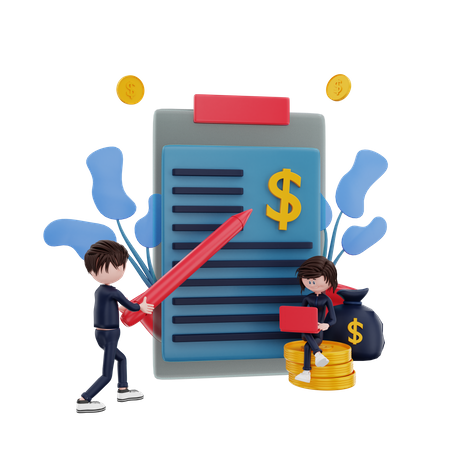 Homme remplissant le formulaire fiscal  3D Icon