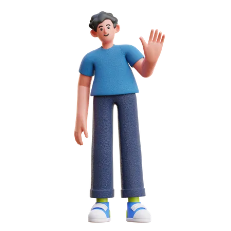 Homme qui lève la main  3D Illustration