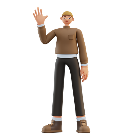 Homme qui lève la main  3D Illustration