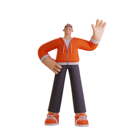 Homme qui lève la main  3D Illustration