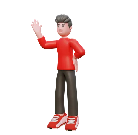 Homme agitant la main  3D Illustration