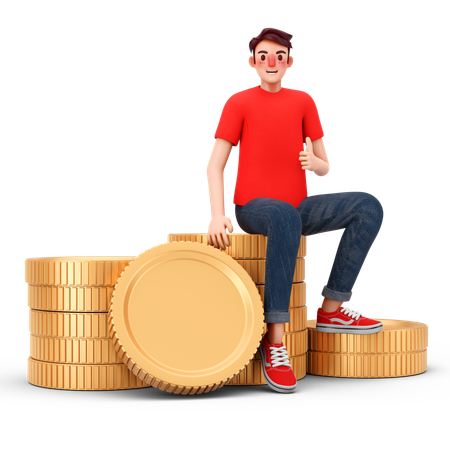 Homme riche avec un énorme capital  3D Illustration