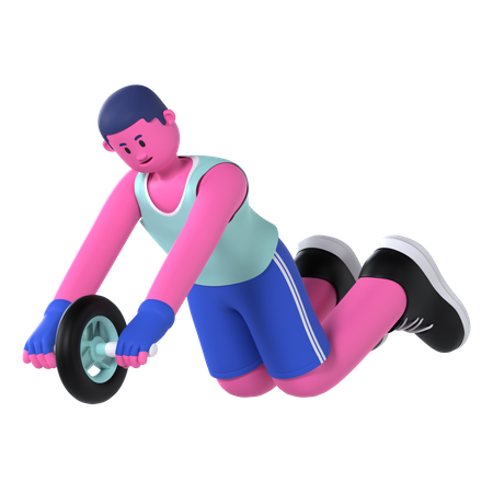 Homme Roller Abdos  3D Illustration