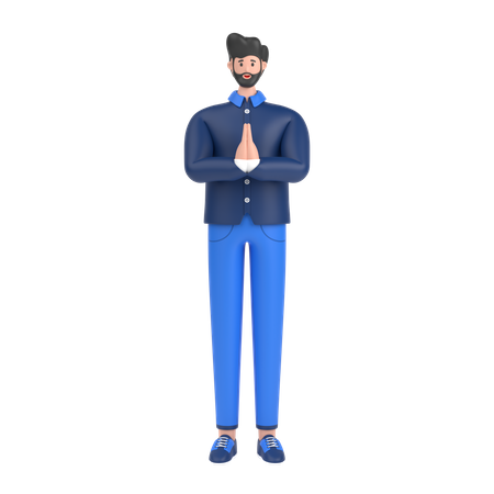 Homme saluant en disant namaste avec ses mains  3D Icon