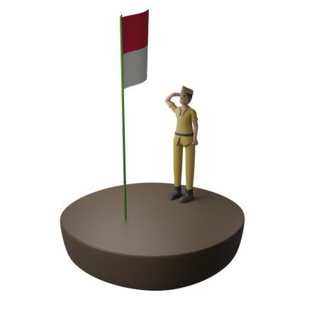 Homme saluant le jour de l'indépendance  3D Illustration