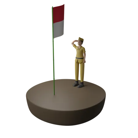 Homme saluant le jour de l'indépendance  3D Illustration