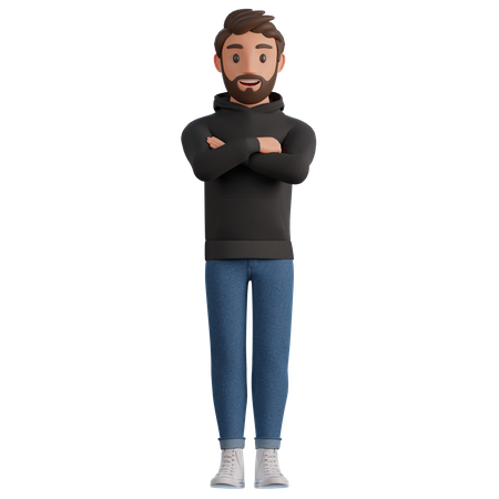 Homme satisfait donnant une pose debout  3D Illustration