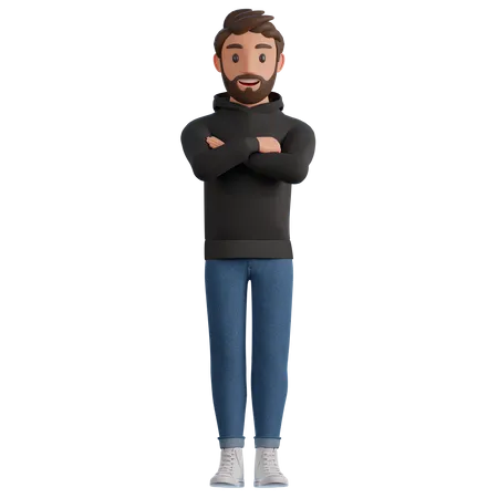 Homme satisfait donnant une pose debout  3D Illustration