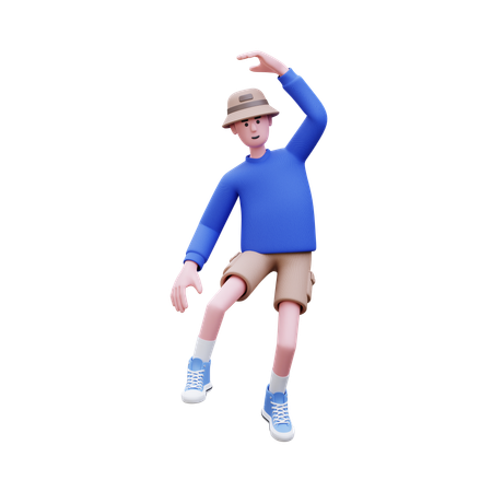 L'homme saute en l'air  3D Illustration