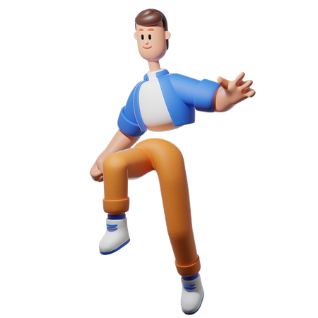 Homme saute flottant  3D Illustration