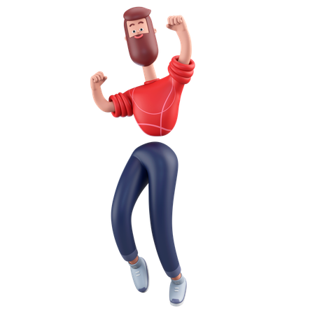 Homme qui saute  3D Illustration