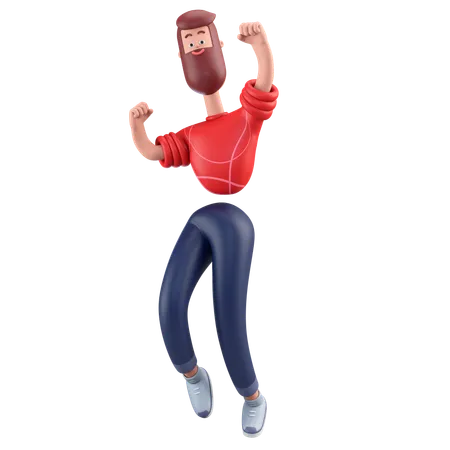 Homme qui saute  3D Illustration