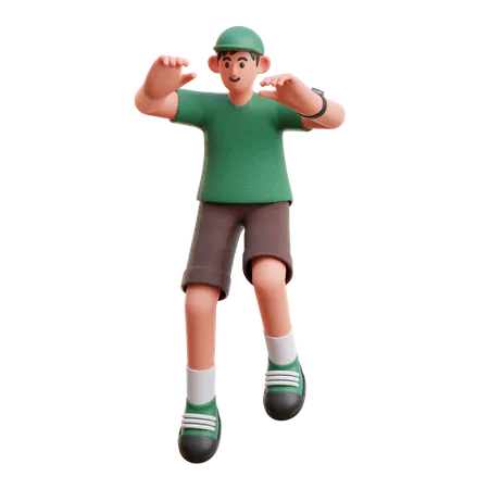 Homme sautant  3D Illustration