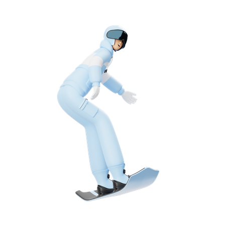 Homme sautant avec un snowboard  3D Illustration