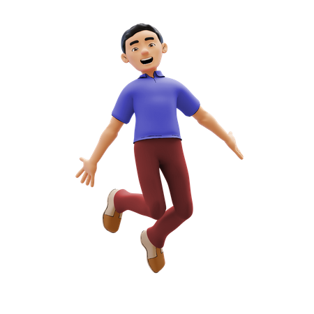 Homme sautant de joie  3D Illustration