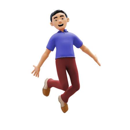 Homme sautant de joie  3D Illustration