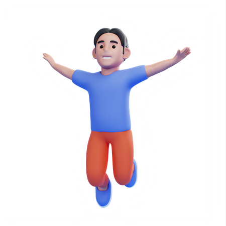 Homme sautant de joie  3D Illustration