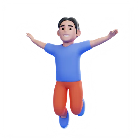 Homme sautant de joie  3D Illustration
