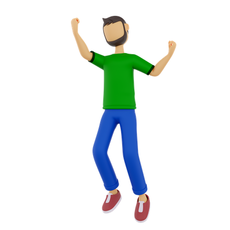 Homme sautant de joie  3D Illustration